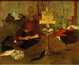 Giovane donna con lampada / Figura con lampada da Pierre Bonnard