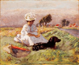 Madame Bonnard, la moglie del pittore seduta con il suo cane