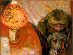 Dipinto di un interno illuminato dalla luce di una lampada da Pierre Bonnard