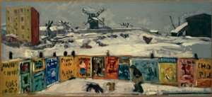 Palisade, i manifesti (Palisade coperta di manifesti, e i vecchi mulini di Montmartre sotto la neve) da Pierre Bonnard