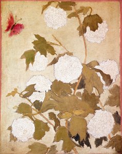 Fiori di palla di neve e farfalla rossa da Pierre Bonnard