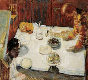 Sala da pranzo con tovaglia bianca, 1925