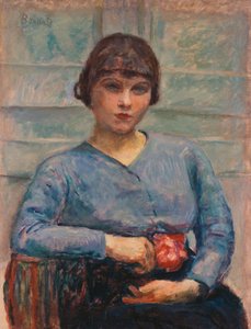 Ragazza in blu con una rosa, c.1916