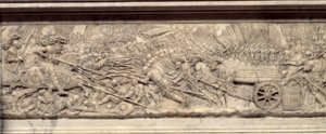La battaglia di Marignano nel 1515. Tomba del cuore del re di Francia Francesco I (1494-1547): Bassorilievo di Pierre Bontemps (circa 1507-1568) da Pierre Bontemps