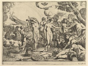 Il giudizio di Paride, 1610-42 da Pierre Brebiette