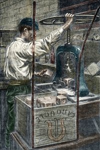 Fabbrica di sapone: stampaggio del marchio del sapone Incisione da 