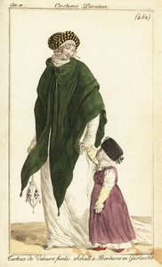 Donna alla moda e bambino, Parigi da Pierre Charles Baquoy