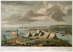 Vista di Louisburg in Nord America presa vicino al Faro quando quella città fu assediata nel 1758 da Pierre Charles Canot