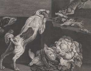 Cani e natura morta, 1778 da Pierre Charles Canot