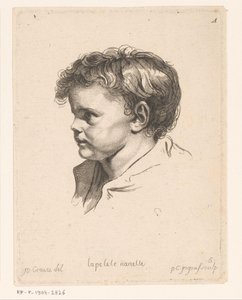 Testa di un bambino giovane, girata a sinistra La piccola Nanette Teste di varie figure (serie) Ir. Cahier de Têtes de différens Caracteres (serie)