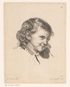 Testa di un bambino, rivolta a destra (dalla serie Teste di diverse figure) da Pierre Charles Ingouf