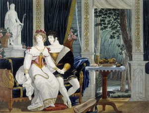 Giovane coppia borghese in un interno in una conversazione galante - di Pierre Chasselat, inizio XIX secolo da Pierre Chasselat