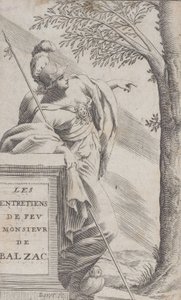 Frontespizio, da Interviste con il defunto signor Balzac Les Entretiens de Feu Monsieur d..., 1660 da Pierre Daret