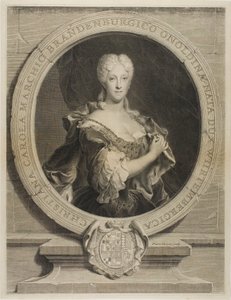 Ritratto di Christine-Caroline, margravia di Brandenbourg-Onoltzbach, moglie di Guillaume-Frédéric di Wurtemburg, 1694-1723 da Pierre Drevet