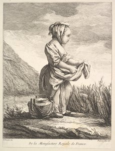 Bambina con un Vaso ai Suoi Piedi, da Premier Livre de Figures daprès les porcelain..., 1757 da Pierre Etienne Falconet