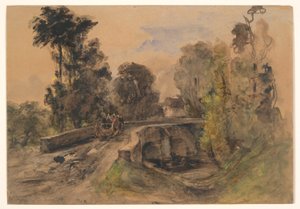 Il ponte di pietra da Pierre Etienne Theodore Rousseau