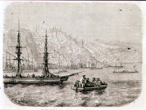 Veduta di Quebec negli anni 1860, incisa da Laly (incisione) da Pierre Eugene (after) Grandsire