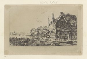 Paesaggio con la casa con tre camini (Raccolta di ottantacinque stampe originali) da Pierre François Basan (workshop of)