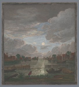 Veduta di un canale nei pressi di Haarlem al chiaro di luna da Pierre François Basan