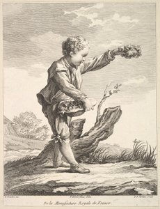 Ragazzino con una corona e un cesto di fiori, dal Deuxième Livre de Figures d