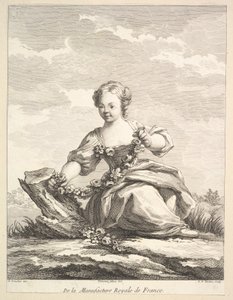 Bambina che tiene una ghirlanda di fiori, dal Deuxième Livre de Figures d