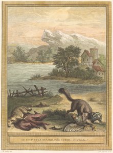 Il lupo e la volpe da Pierre François Tardieu after Jean Baptiste Oudry
