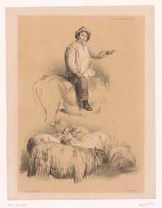Studi di un pastore e un gregge di pecore da Pierre Frédéric Lehnert