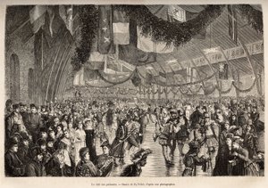 Il club dei pattinatori di Montreal, a un incontro per una serata di pattinaggio in costume, inciso dopo un disegno di P.Fritel, illustrante l