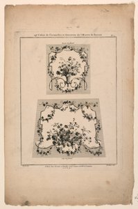 Progetti per sedie da arazzo, tavola 1 da "Cahier de Cartouches et Ornemens de l
