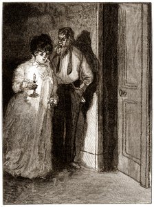 "Boule de Suif": Elisabeth Rousset rifiuta di dormire con Cornudet, inizio del XX secolo (illustrazione) da Pierre Georges Jeanniot
