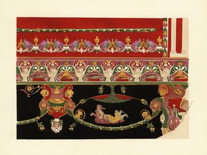 Motivi decorativi sui dipinti murali a Ercolano, Terzo Stile Pompeiano da Pierre Gusman