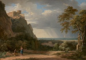 Paesaggio classico con figure e scultura da Pierre Henri de Valenciennes