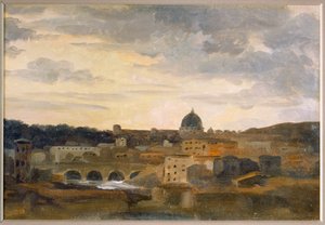 Veduta di Roma in tempo di tempesta (disegno su cartone) da Pierre Henri de Valenciennes