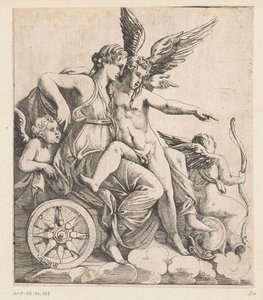 Venere e Amore su un carro trionfale, circondati da putti