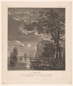 Paesaggio notturno con navi sulla costa da Pierre Jacques Duret
