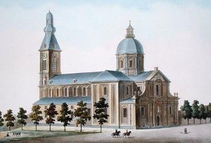 Chiesa di San Pietro a Gand, da Choix des Monuments, Edifices et Maisons les plus remarquables du Royaume des Pays-Bas di Pierre Jacques Goetghebuer, pubblicato 1827 da Pierre Jacques Goetghebuer