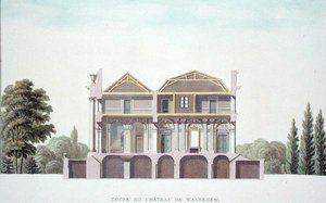 Sezione trasversale del castello di Wannagem, vicino a Oudenarde, Belgio, da Choix des Monuments, Edifices et Maisons les plus remarquables du Royaume des Pays-Bas di Pierre Jacques Goetghebuer, pubblicato 1827