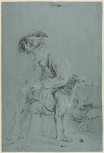 Uomo seduto con cane da Pierre Jacques Volaire