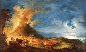 Eruzione del Vesuvio, con spettatori in primo piano da Pierre Jacques Volaire