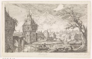 Paesaggio di villaggio con pescatori da Pierre Joseph Jacques Tiberghien
