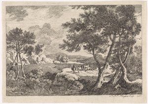 Paesaggio con alberi in primo piano da Pierre Joseph Jacques Tiberghien