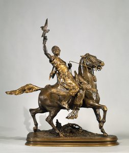 Falconiere arabo a cavallo da Pierre Jules Mene