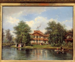 Lo chalet della porta gialla, ristorante al Bois de Vincennes. Dipinto di Justin Ouvrie (1806-1879) da Pierre Justin Ouvrie