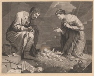 Maria e Giuseppe in adorazione del Bambino Gesù da Pierre Landry
