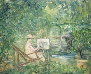 Donna che dipinge in un paesaggio da Pierre Laprade