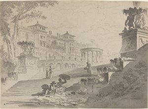 Fantasia sulla Villa Medici con fontane da Pierre Lelu
