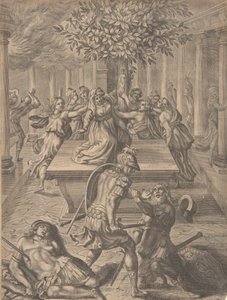 Il sacco di Troia - Pirro uccide Priamo, prima del 1654 da Pierre Lombart