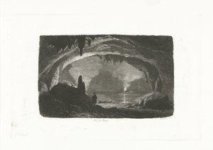 Uomo con barca a remi nelle grotte di Han da Pierre Louis Dubourcq