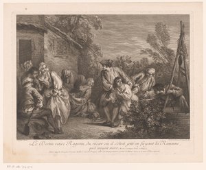 Ragotin fuggito in un cespuglio di rose da Pierre Louis Surugue