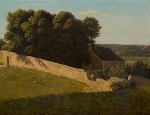 Paesaggio estivo con cottage da Pierre Luc Charles Ciceri